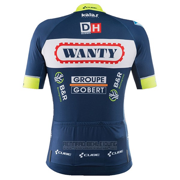 2017 Fahrradbekleidung Wanty Groupe Gobert Blau Trikot Kurzarm und Tragerhose